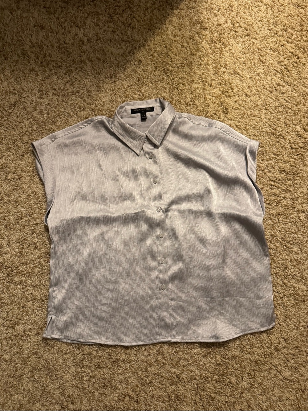 Banana Republic shiny light gray button down blouse